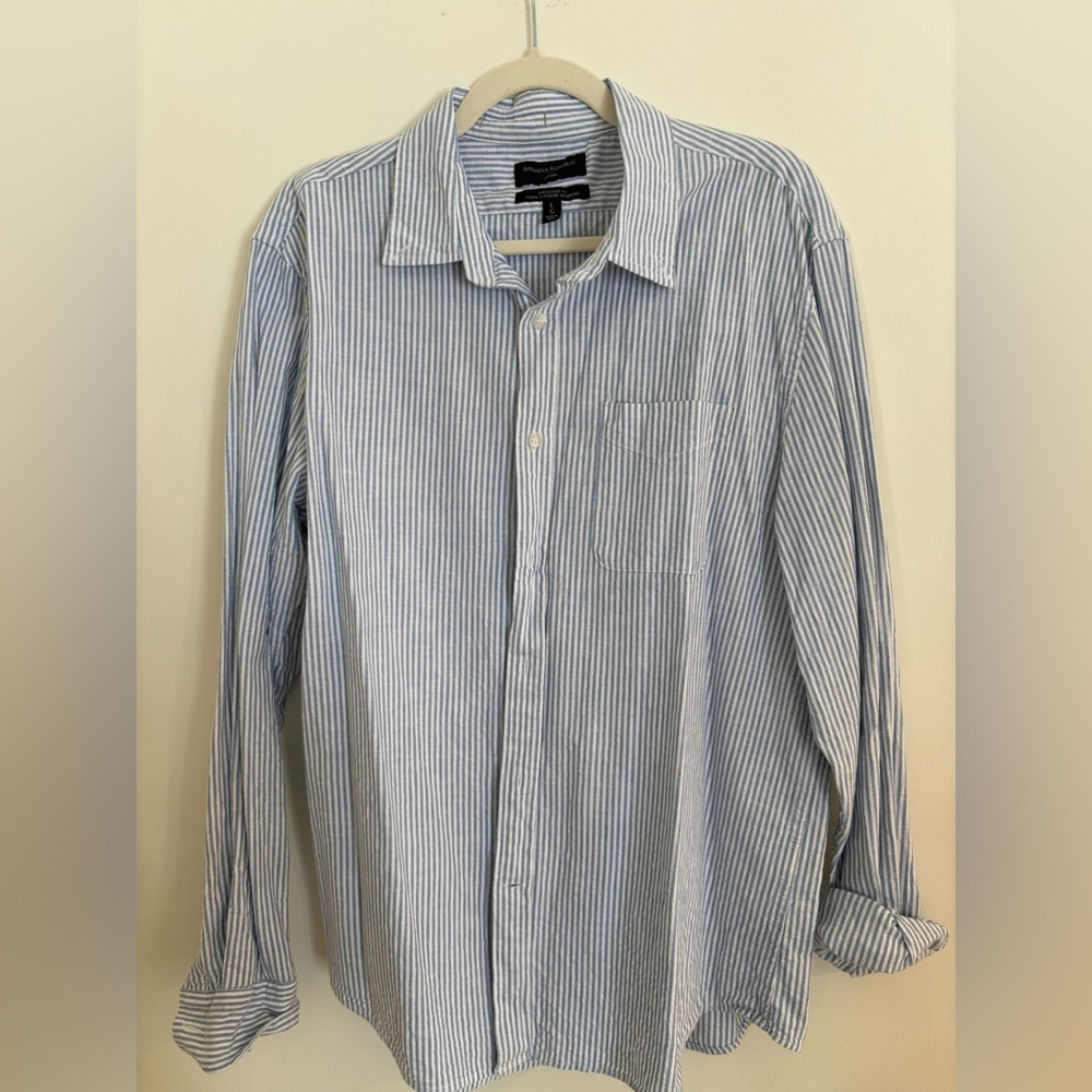 Striped Banana Republic Men Shirt Large 100% Cotton